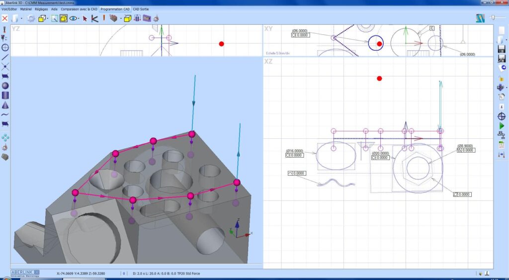 Logiciel de mesure ABERLINK 3D programmation avec fichier 3D